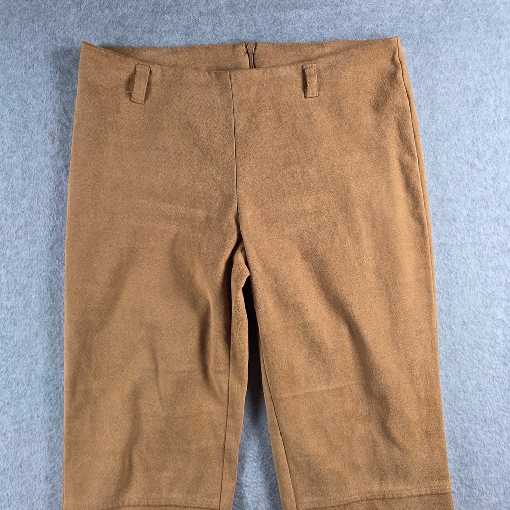 Unbranded Faux Suede Flare Pants Women Medium Camel Brown Retro Bell Bottom 70s